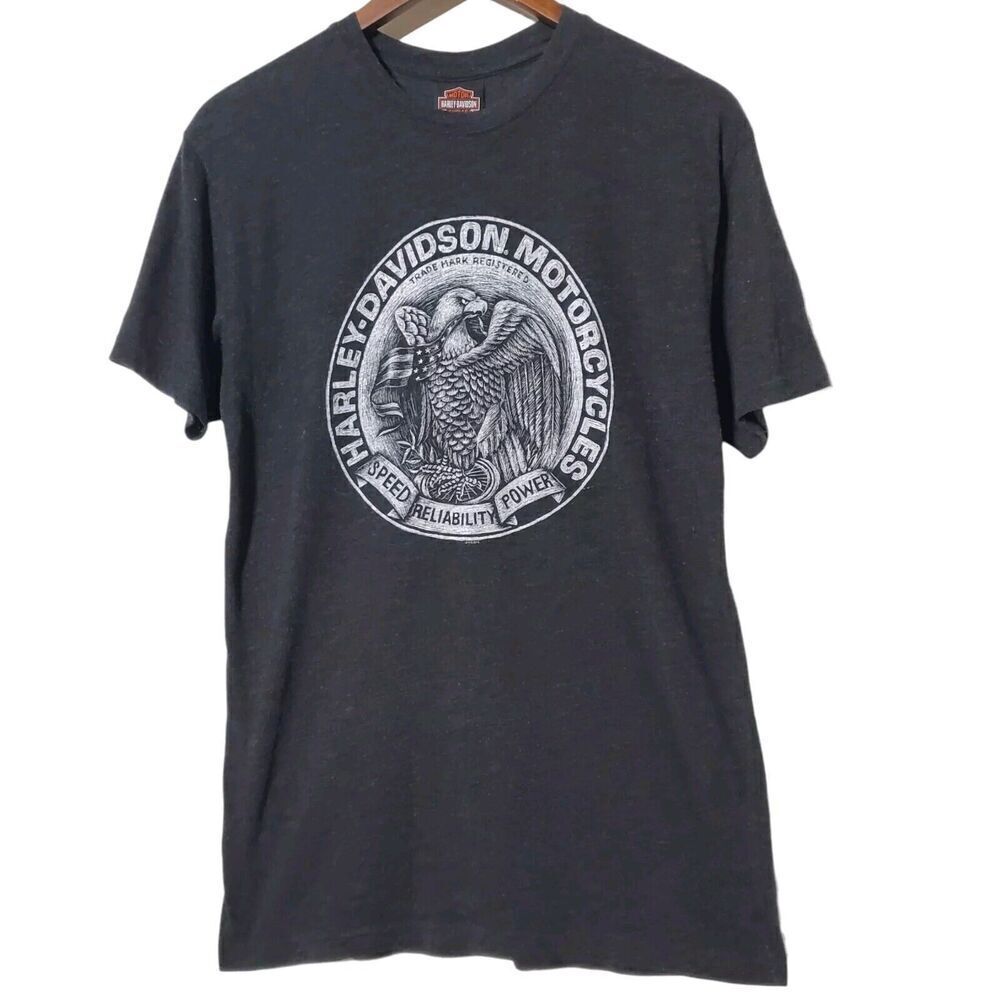 Harley Davidson Motorcycle Savannah Georgia T Shirt Size M Gray Eagle Logo Mens